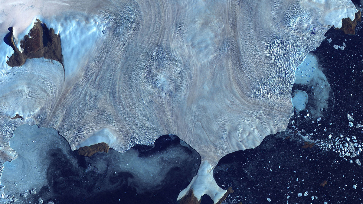 Ein Gletscherfeld an der Westküste Grönlands.