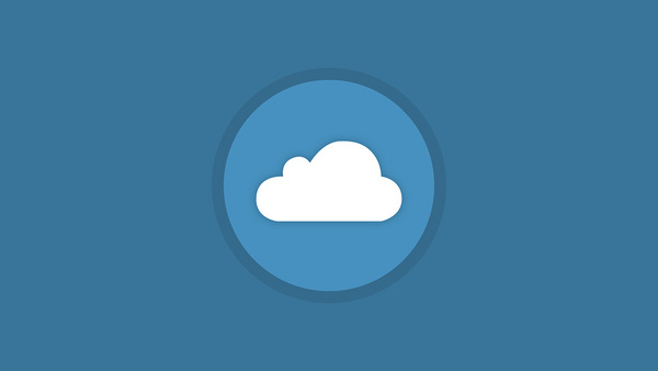 Icon eiße Wolke auf blauem Hintergrund.