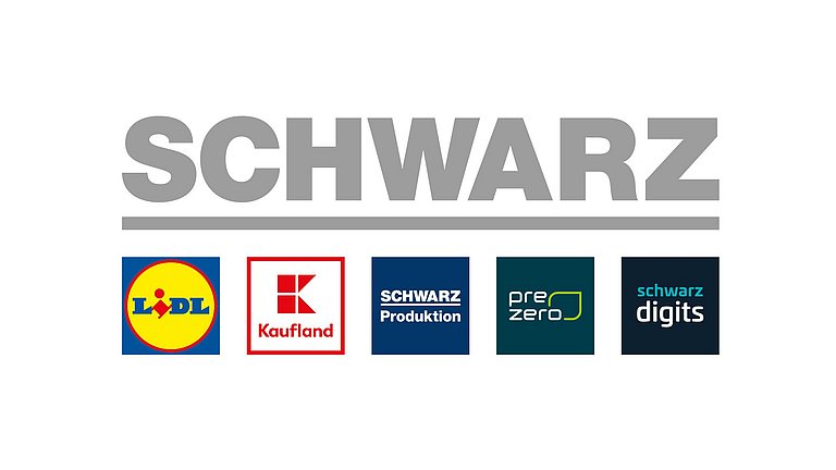 Logos der Schwarz Gruppe (Lidl, Kaufland, Schwarz Produktion, pre zero, schwarz digits)