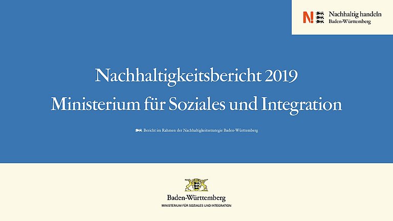 Gezeigt wird die Titelseite des Berichtsteils des Ministeriums für Soziales und Integration vom Nachhaltikeitsberichts des Landes.