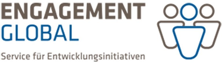 Mit den Logos von Engagement Global und des Bundesministeriums für wirtschaftliche Zusammenarbeit und Entwicklung wird die Förderung und Mittelbereitstellung für dieses Projekt aufgezeigt.