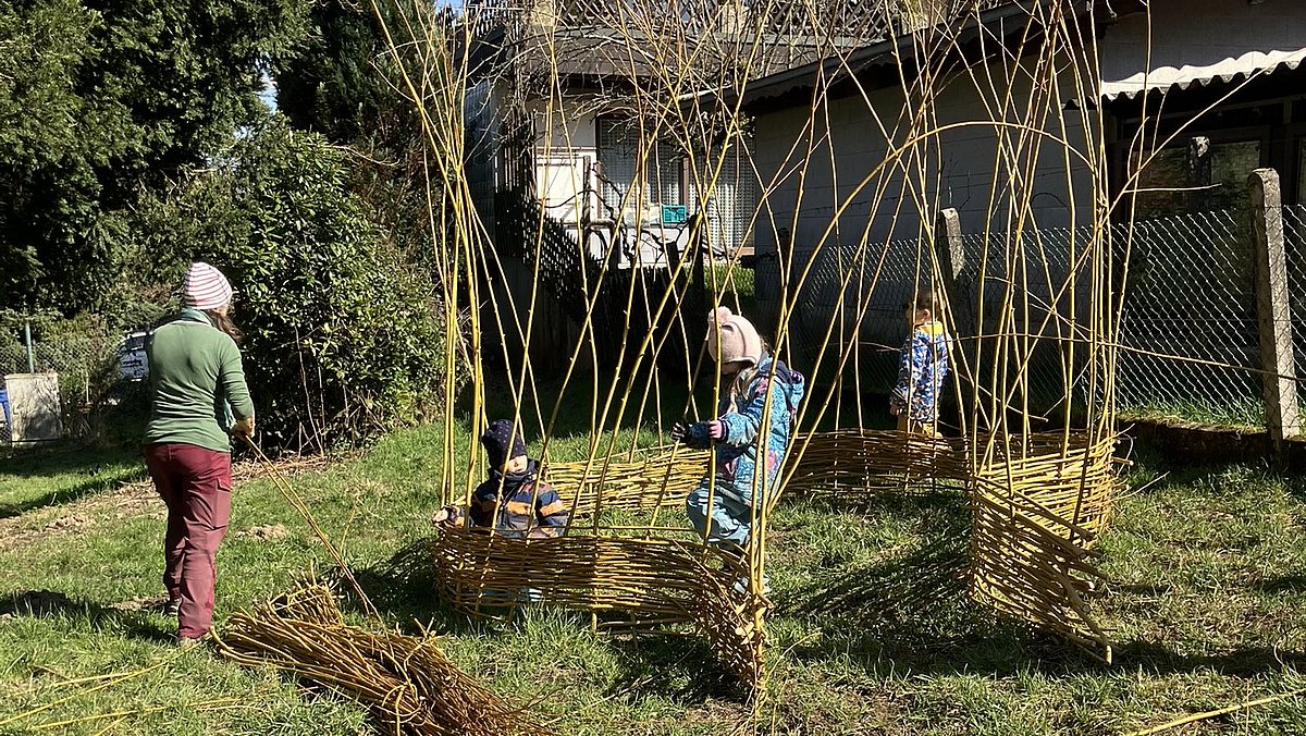 Ein Weidentippi entsteht.