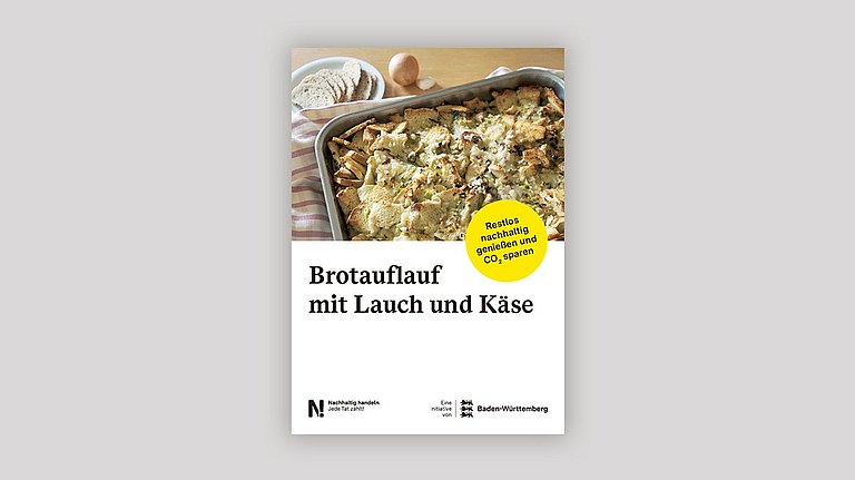 Titelseite der Rezept-Postkarte Brotauflauf.