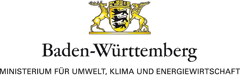 Großes Landeswappen Baden-Württembergs mit dem Schriftzug Baden-Wüerttemberg Ministerium für Umwelt, Klima und Energiewirtschaft.