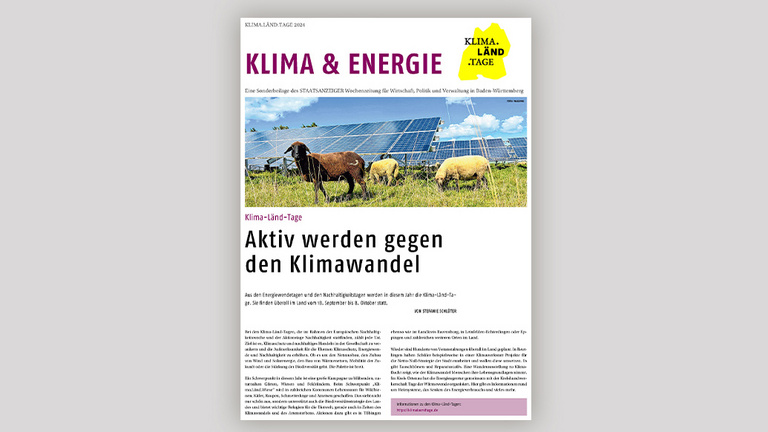 Die Titelseite der Sonderbeilage des Staatsanzeigers zum Thema Klima und Energie wird dargestellt.