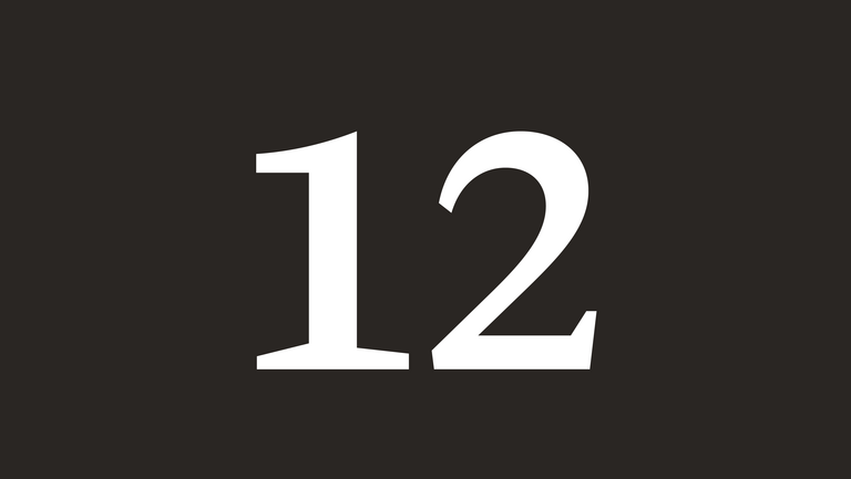 weiße Zahl 12 auf schwarzem Hintergrund.