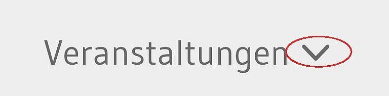 Ein Sreenshot zeigt den Link im Header zu Veranstaltungen.