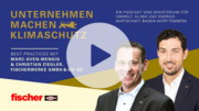 Podcast-Cover mit Bild von Marc-Sven Menges und Christian Ziegler, darüber ein transparentes Play-Zeichen.