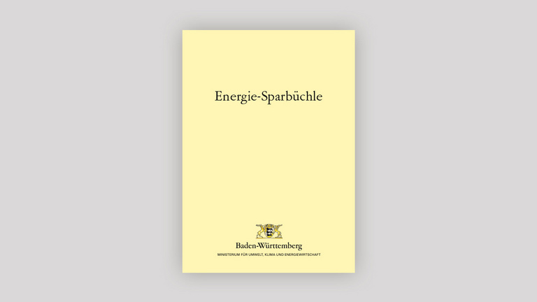 Das gelbe Cover des Energiesparbüchle mit schwarzer Schrift.