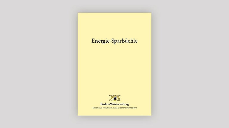 Das gelbe Cover des Energiesparbüchle mit schwarzer Schrift. 