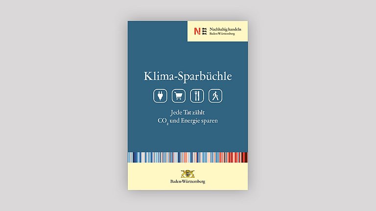 Dargestellt wird die Broschüre "Klima-Sparbüchle" mit Informationen und Tipps zur Einsparung von CO2 im Alltag.