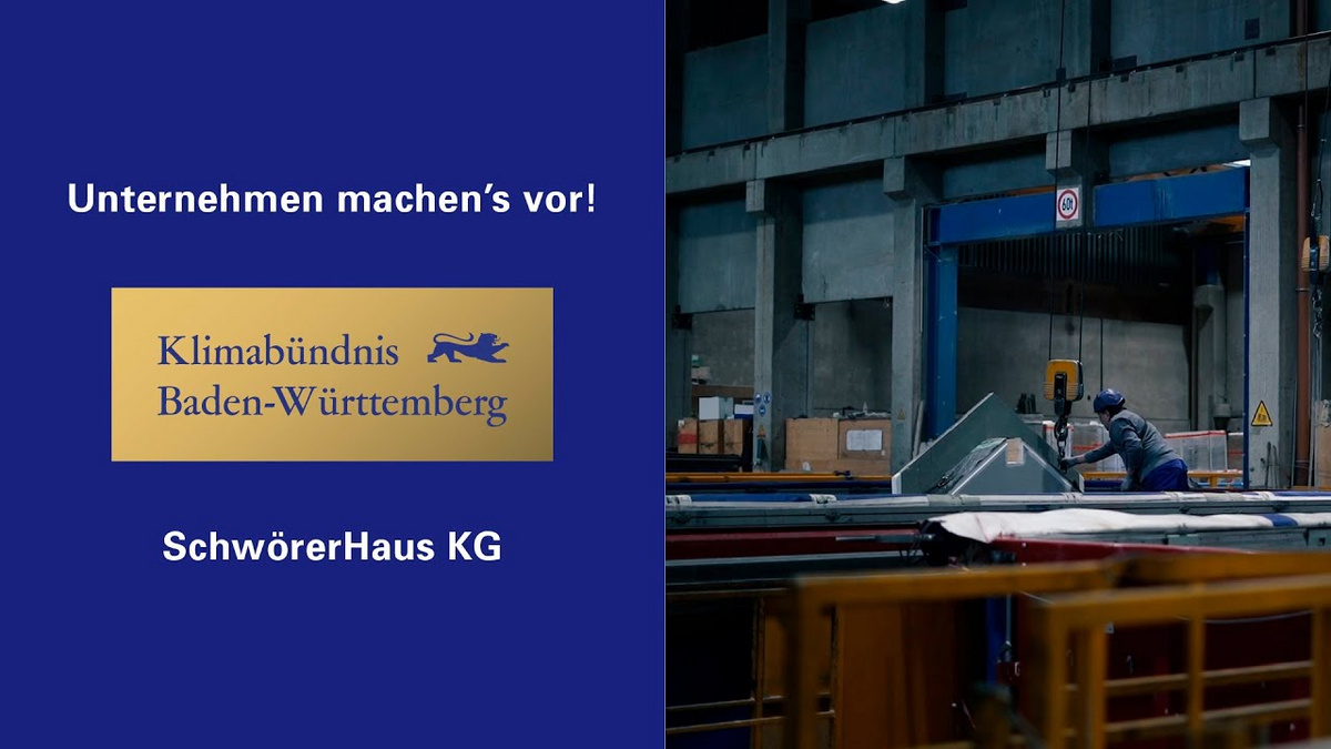 Ein Film der Nachhaltigkeitsstrategie Baden-Württemberg stellt das Engagement für den Klimaschutz der Firma SchwörerHaus KG vor.