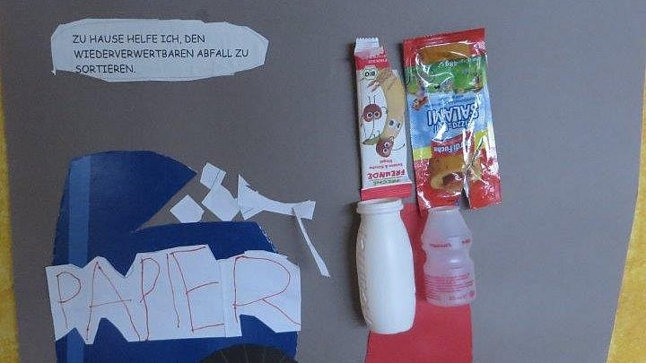 Ein Teil der selbstgestalteten Erinnerungsbilder der Kinder, die zeigen, wie wir unserer Erde helfen wollen.