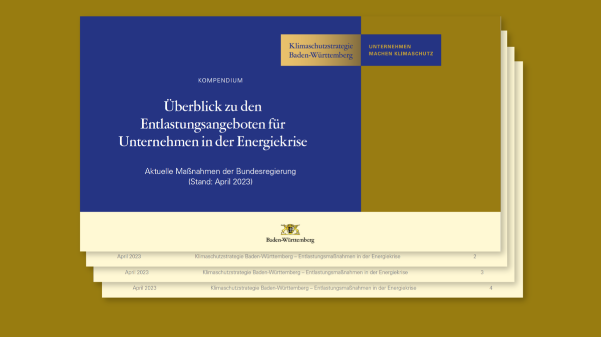 Ein Anschauungsbild zeigt das Kompendium "Überblick zu den Entlastungsangeboten für Unternehmen in der Energiekrise".