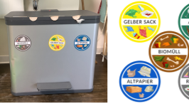 Unser neu beklebter Mülleimer.