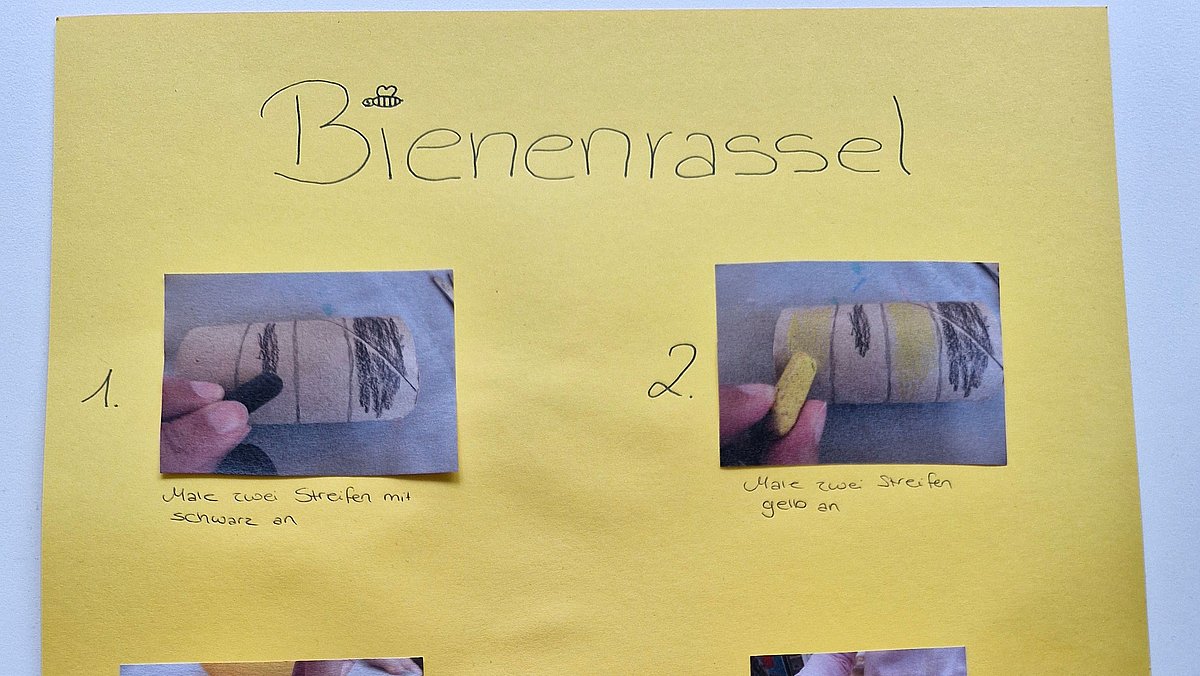Bastelanleitung für die Kinder für eine Rassel, um unsere Bienenlieder zu begleiten.