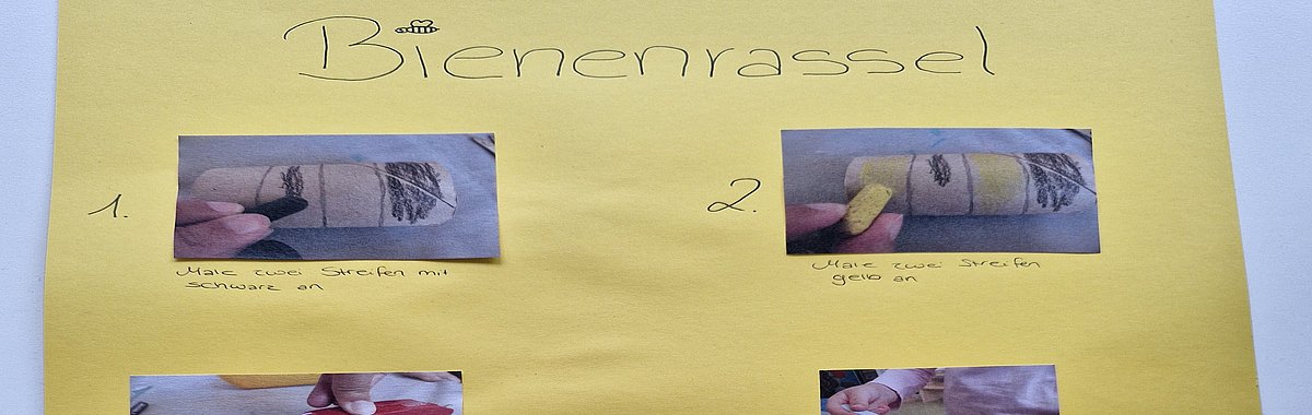 Bastelanleitung für die Kinder für eine Rassel, um unsere Bienenlieder zu begleiten.