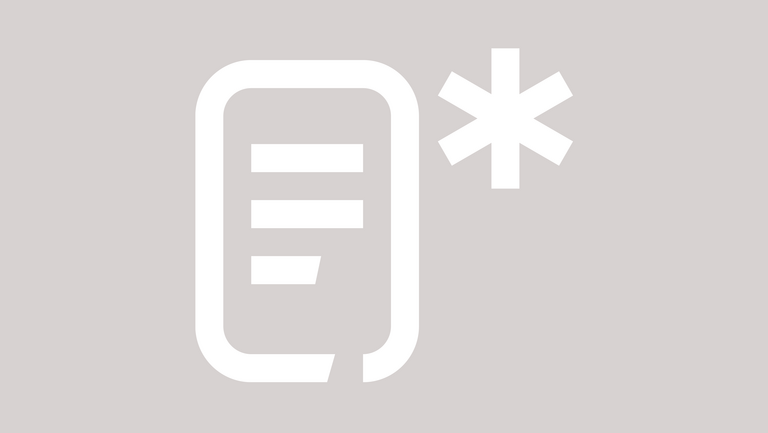 weißes Icon eines Dokuments mit einem Sternchen daneben auf grauem Hintergrund.