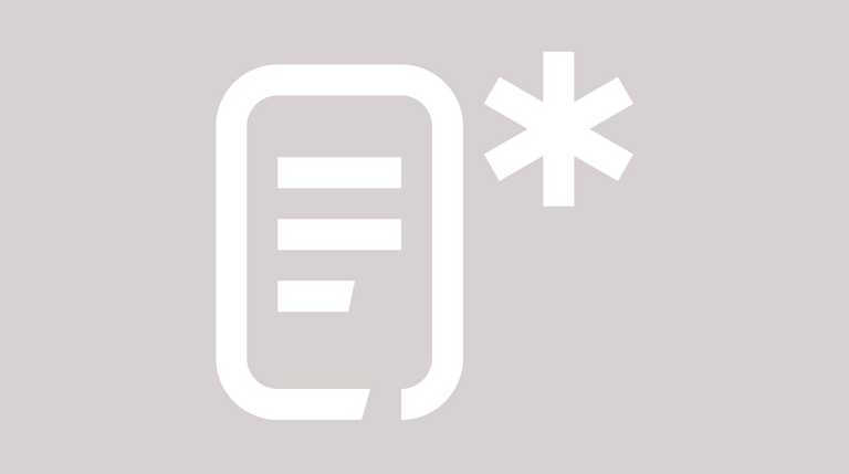 weißes Icon eines Dokuments mit einem Sternchen daneben auf grauem Hintergrund.