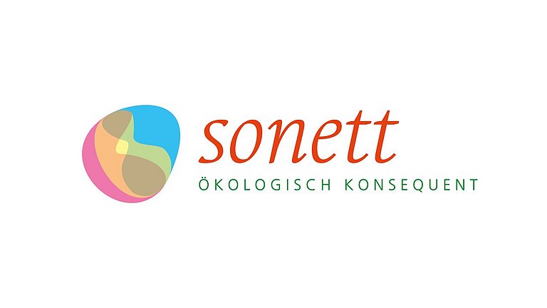Das Logo Sonett GmbH mit dem Schriftzug "sonett ökologisch konsquent".