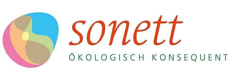 Das Logo Sonett GmbH mit dem Schriftzug "sonett ökologisch konsquent".