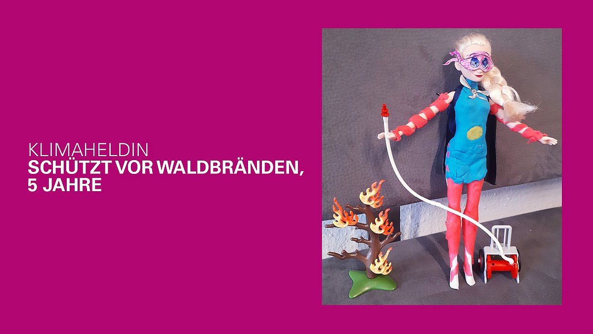 Klimaheldin aus Knete die Waldbrände löscht, 5 Jahre