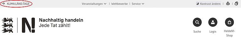 Ein Sreenshot des Headers zeigt die ersten beiden Navigationszeilen. Rot umrandet ist der Link zum N-Netzwerk.