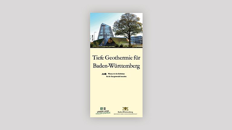 Titelseite des Flyers Tiefe Geothermie für Baden-Württemberg des Umweltministeriums Baden-Württemberg.