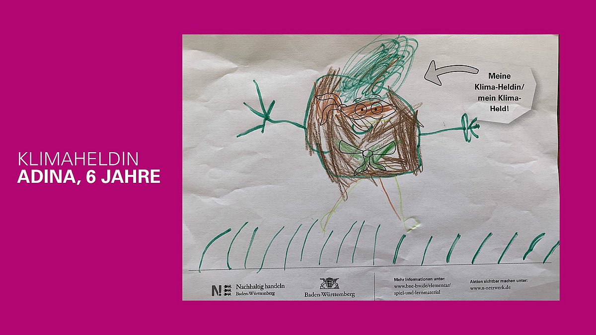 gemaltes Bild eines Klimahelden von Adina, 6 Jahre