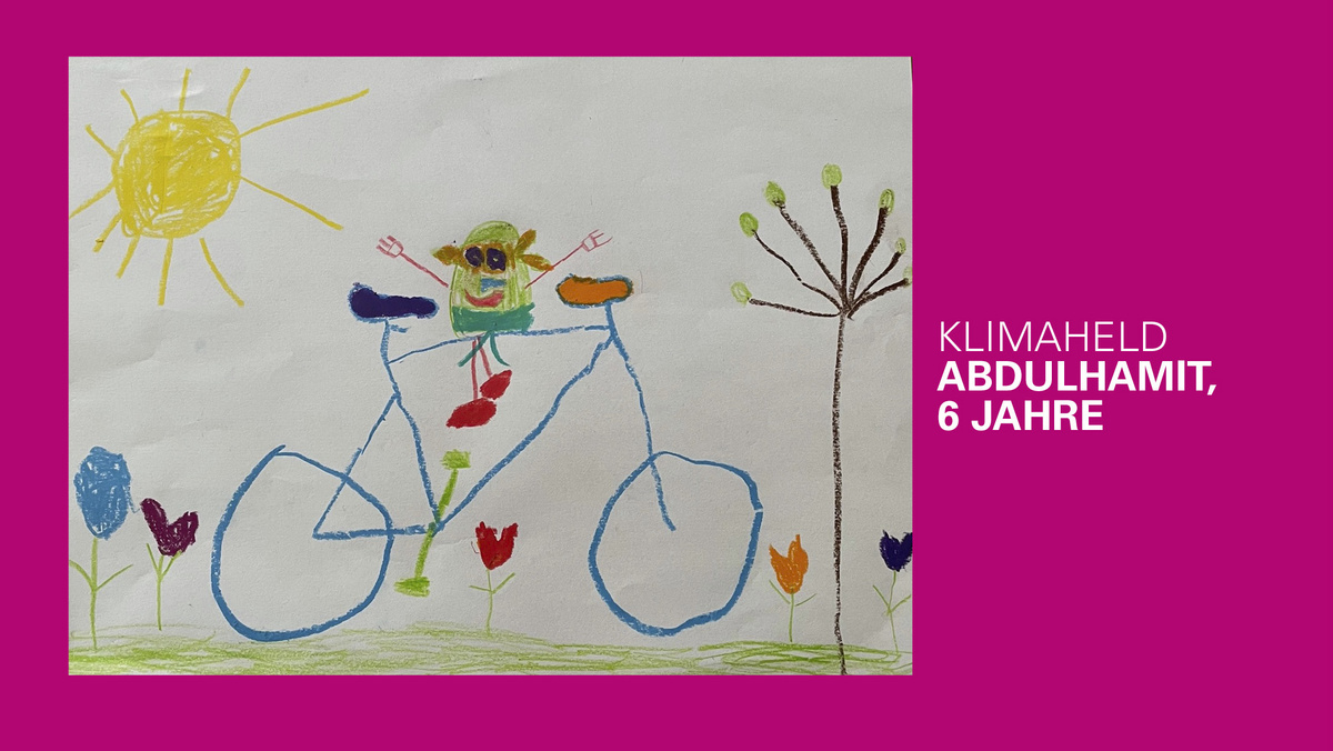 gemaltes Bild eines Klimahelden von Abdulhamit, 6 Jahre