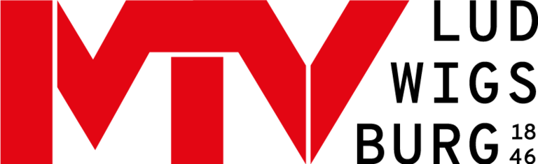 Logo des Vereins: Die Buchstaben MTV sind in großen roten Buchstaben zu sehen. Daneben steht der Ort: Ludwigsburg