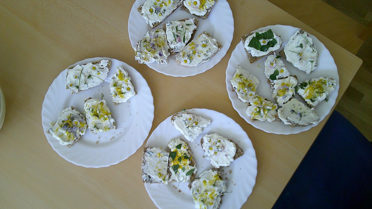 Der frisch zubereitete Kräuterquark vom Kräuterprojekt auf dem selbstgebackenen Brot.