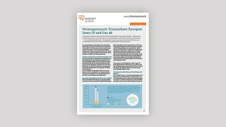 Titelseite des Merkblatt Heizungstausch von Zukunft Altbau
