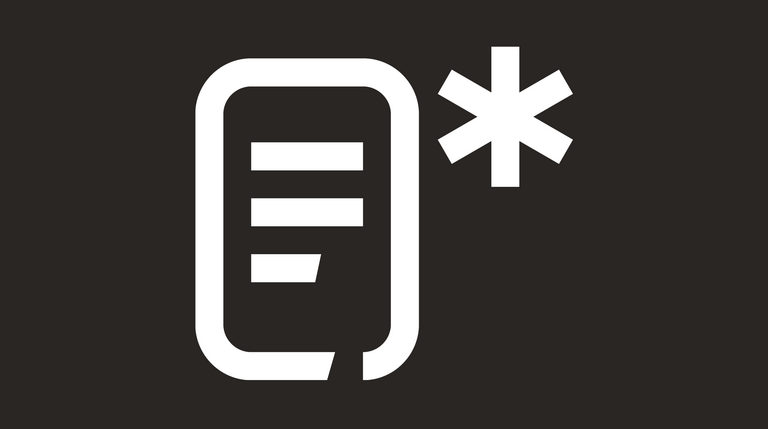 weißes Icon eines Dokuments mit einem Sternchen daneben auf schwarzem Hintergrund.