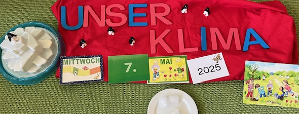 Wir haben ein Klimaexperiment durchgeführt und mit den Kindern besprochen, was ein Gletscher ist und was durch das Klima mit unserer Umwelt passiert. Danach haben wir ein Gletscher-Experiment durchgeführt.