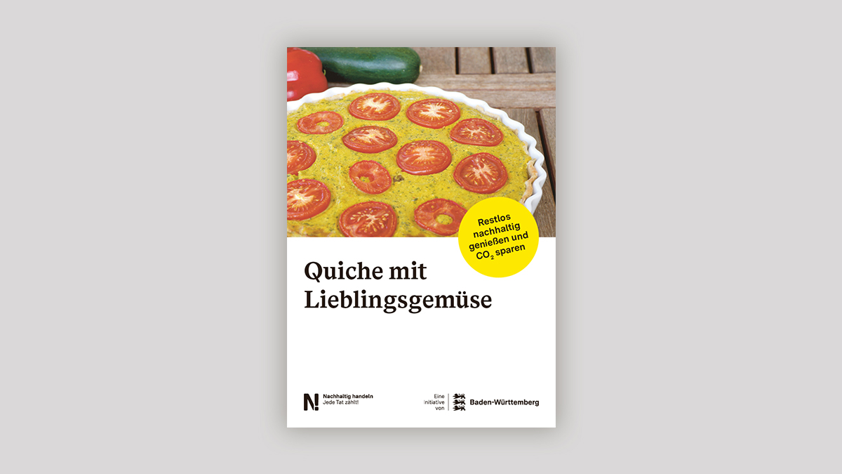 Titelbild der Rezept-Postkarte Quiche mit Lieblingsgemüse.