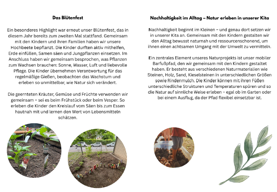 Informationen zum Blütenfest und Nachhaltigkeit in der Kita Austrasse.