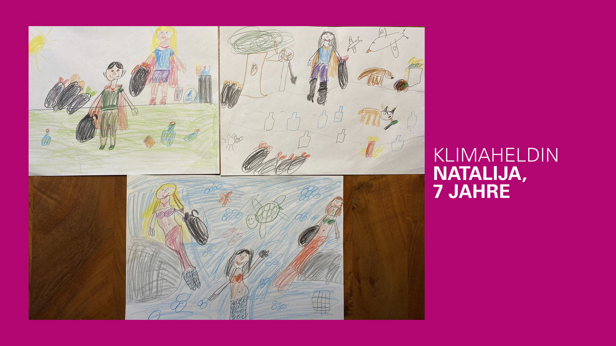 gemaltes Bild eines Klimahelden von Natalija, 7 Jahre